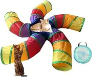 Cat Tunnel Tube,5 Way Cat Tunnel Cave S-Shape for Indoor - Interactive Pet Kitten Peek Hole Toy for Small Medium Puppy Kitten Rabbit