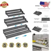 3-Tier Expandable Spice Rack - Modern Heavy-Duty Kitchen Organizer in Gun-Grey