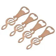 Bottle Opener, 4pcs Metal Flat Beer Bottle Opener, Music Note Openers(Rose Gold)