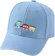 [Besforta] Cute Train Vehicle Embroidered Kids Baseball Caps Adjustable Cotton Washed Toddler Sun Hat Vintage Cowboy Hat