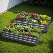 2x Green Fingers Raised Garden Bed 210x90cm Planter Box Raised Container Galvanised Herb