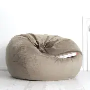 New Ivory & Deene Fur Beanbag Extra Large Champagne Mocha Velvet Cover Bean Bag