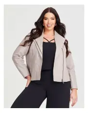 [Taking Shape] Leather Liza Jacket in Taupe