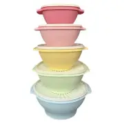 NEW Tupperware Pastel Classic Servalier 5 PC Serving Mixing Storage Bowl Set