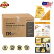 82"x62" Aluminized Mylar Thermal Blankets - Ultimate 50 Pack for Survival Needs