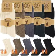 [Belloxis] 5 Pairs Alpaca Socks Women Wool Socks for Women Thermal Socks Winter Socks Warm Socks Cozy Socks Thick Socks Women Socket Set Boot Socks Birthday Gifts for Women, 5 Pairs(dark), 6-9