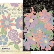 Graphic 45 FLOWER MARKET Flower Assortment 78 pcs Pastel Purple Pink Blue Green