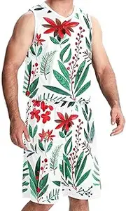 [KQNZT] Basketball Jersey, Outfit Tank Top Track Shorts, Men's Athletic Basketball Jersey, Christmas Polar Bear Rabbit