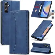 [Jasonyu] Case for Samsung Galaxy A34 Leather Wallet Flip Cover with Card Holder,Kickstand, Magnetic Closure,TPU Shockproof Phone Case Compatible with Samsung A34 5G (Blue)