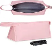 Sightor Travel Case Compatible for Dyson Airwrap Styler, Portable Hair Dryer Carrying Bag Hair Tools Travel Storage, Waterproof Pu Leather Organizer Bag for Shark FlexStyle Attachments Storage, Pink, Classic