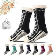 [Dubnat] Certainliy Ultra-Thick Cashmere Slipper Home Socks, Non Slip Slipper Socks Cashmere Socks for Women, Fuzzy Socks