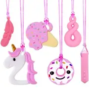 Sensory Chew Necklaces for Girls 6 Pack Autism Teething Necklace Chew Toys Se...
