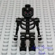 LEGO SKELETON MINIFIG Black Skull Head w/Evil Red Eyes -Halloween Castle Monster