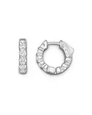 Diamond Hoop Earrings in 14K White Gold, 1.0 ct. t. w.