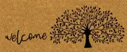 Natural Coir Front Door Mat Welcome and Tree of Life Design