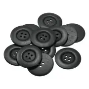 30Pcs Large Wooden Buttons 60mm 4 Hole Round Wood Sewing Button, Black