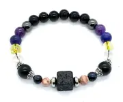 Saturn Retrograde Stretch Bracelet | Empath Jewelry with Black Tourmaline,
