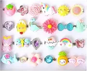 Lenamos 24pcs Adjustable Jewel Rings for 3-12 Year Old Girl Toys Gift, Gifts for Girls' Birthday Toys, Festive3 4 5 6 7 8 9 10 11 12 Year Old Girl, A Variety of Rings Styles NO Duplication