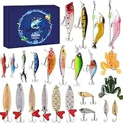 Countdown Calendar Advent Calendar 2024, 24 Days Fishing Lure Advent Calendar with 3D Realistic Fishing Lures, Funny Fishing Advent Calendar for Christmas