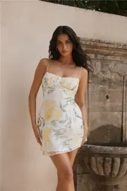 Talia Floral Mini Dress Yellow