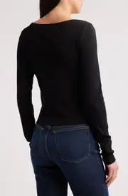 Re/Done Scoop Neck Cotton Cardigan in Black at Nordstrom, Size Medium
