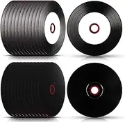 Singhoow 50 Pcs CD-R Blank Discs 700mb 80 Min 52x Vinyl Recordable Disc with White Inkjet Printable Center and Black Recording Surface for Music Data