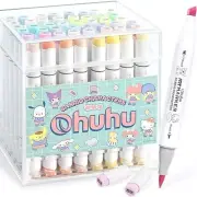 Sanrio Ohuhu Pastel Marker Set 48 Color 2nd Edition Broad Brush Tip Japan NEW