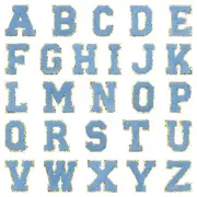 26Pcs Chenille Letter Patches, A-Z Alphabet Self Adhesive Patches, Light Blue