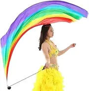 [DAGVEN] Multi-Color Dance Silk Veil Poi | Elegant Silk Veil Scarf Poi Ball Streamer - Elegant Belly Dance Poi Streamer, Gradual Colors Silk Scarf Veil for Arts, Worship and Dance Practice