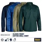 Bisley Workwear Mens Closed Front Cotton Drill Long Sleeve Shirt Work BSC6433