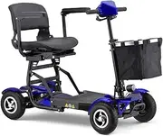 2025 Compact Folding Mobility Scooter with 24V Lithium Battery, 150KG Capacity, 35KM Range, Lightweight and Portable with Safety Features (BLUE)