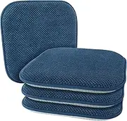 PAGGED Blue Kitchen Dining Chairs Cushions Set of 4 Non Slip Foam Patio Seat Cushions Washable Soft Thick Pads Large Wooden Metal Tapered Chair Cushions,17" x 15"