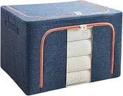 [EZONEDEAL] 100L Storage Organizer, Clothes Organizer Storage Bags, Foldable Storage Box, Large Capacity Storage Organizer with Reinforced Handle Thick Fabric For Blankets, Bedding (NAVY BLUE)