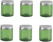 Empty Round Jars with Aluminum Lid Plastic 6pcs Refillable Cosmetic Containers for Store Cream, Liquid, Lotion &Solid Products, Travel Size Jars for Beauty Products, Art Crafts (3oz,green)