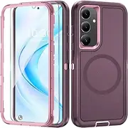 Mobile Phone Case for Samsung Galaxy A16 5G Case with Screen Protector, 360° Shockproof Robust Armour Case for Samsung A16 5G Case Cover Protective Case with Magnetic (Purple, for Samsung Galaxy A16)