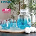 【HIYASU 日安工坊】觀山耐熱玻璃冷水壺組1800ML(防爆加厚 耐熱耐冷)