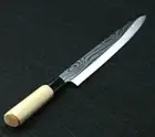 Sashimi Knife Laser Damascus Pattern Steel Wood Handle Sushi Cut Salmon Yanagiba