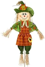 Angoily 27 Inch Fall Harvest Scarecrow for Outside, Halloween Happy Decorations, Thanksgiving Standing Decor for Garden, Autumn, Yard, Porch
