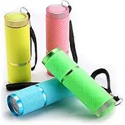 4Pack Mini Flashlights, 9 LED Rubber Coated Flashlights, Mini Portable Handheld Torches, Glow in Dark Flashlights Torch LED Fluorescent Flashlight for Party Camping Hiking Indoor