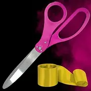 Ribbon Cutting Ceremony Kit — Pink Large Grand Opening Ribbon Cutting Ceremony Scissors 25'' and Gold Satin Ribbon for Grand Openings Ceremonies Special Events & Inaugurations