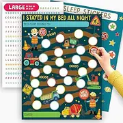Reward Chart for Toddlers - Bedtime Routine Chart Boys - Construction Design - Sleep Reward Charts for Children for Sleeping in Own Bed - Kids Behavior Tracker with Stickers - by Central 23