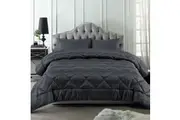 Accessorize 3 Piece Waffle Slate Comforter Set Queen
