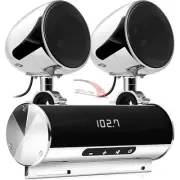 Waterproof Motorcycle Stereo 4 Speakers Audio System Bluetooth Amp Radio Chrome