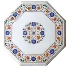 Octagon Marble Coffee Table Top Border Design Inlay Work Corner Table for Home