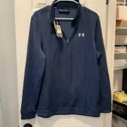 Under Armour Golf Mens Medium Quarter Zip Navy Blue Pullover Sweater Active NEW