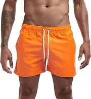 [Maiyifu-GJ] Mens Swim Trunks Elastic Waist Quick-Drying Board Shorts Casual Summer Flat Front Short Pant Swimwear with Pockets