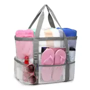White Mesh Beach Bag Beach Tote Beach Toy Bag Waterproof Sandproof Pool Bag Beach Travel Bag