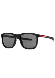 Prada Linea Rossa - Wayfarer-style Sunglasses Black, Matte, Designer-stamped Polarised Lenses, 100% UV Protection One Size