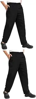 [PAMINGONO] 2pcs Pair Chef Work Pants Cargo Breathable Material Easy Wash Men's Scrub Pants for Kitchen