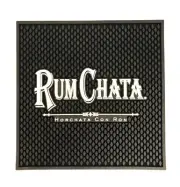 RUM CHATA Rubber Bar Mat 12 Inch Square Spill Catch Textured Mat, Black